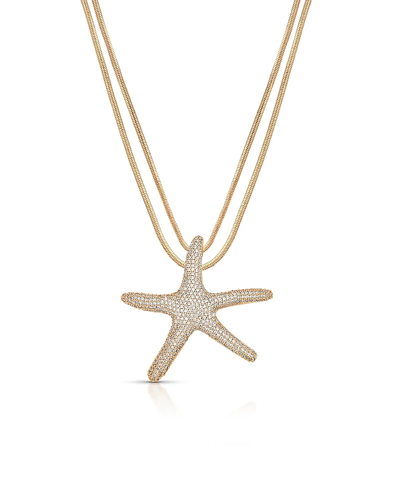 Ettika Pave Starfish Pendant Necklace, 12-17