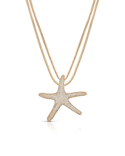 Ettika Pave Starfish Pendant Necklace, 12-17