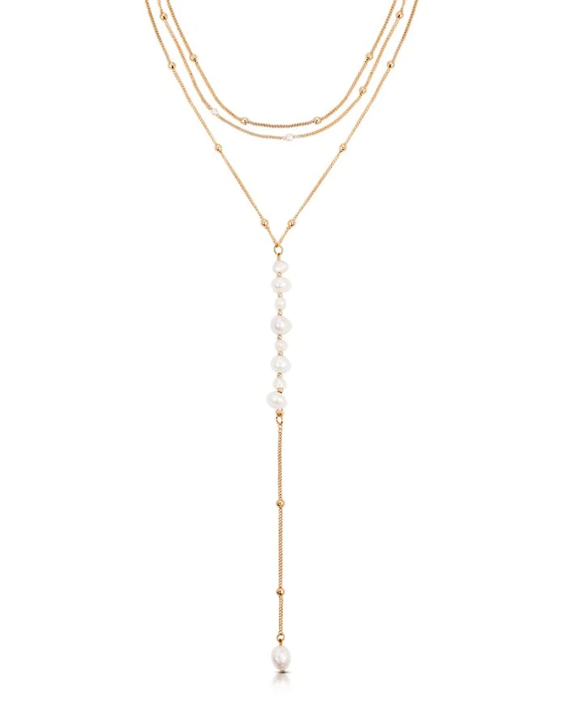 Coastal Cultured Freshwater Pearl Layered Lariat Necklace, 12.5"-17.5"