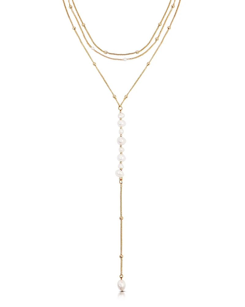 Ettika Coastal Cultured Freshwater Pearl Layered Lariat Necklace, 12.5-17.5