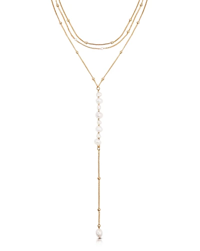 Ettika Coastal Cultured Freshwater Pearl Layered Lariat Necklace, 12.5-17.5