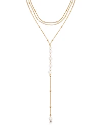 Ettika Coastal Cultured Freshwater Pearl Layered Lariat Necklace, 12.5-17.5