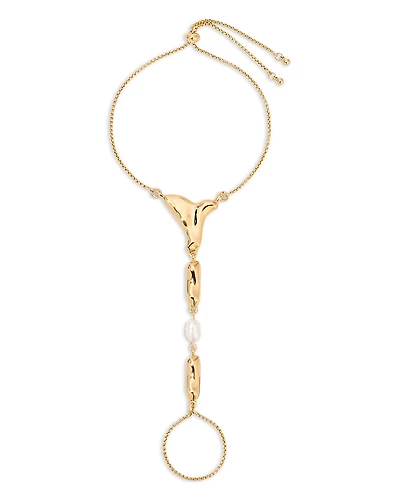 Ettika Liquid Metal Cultured Freshwater Pearl Hand Chain