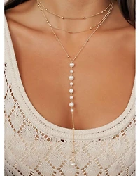 Coastal Cultured Freshwater Pearl Layered Lariat Necklace, 12.5"-17.5"