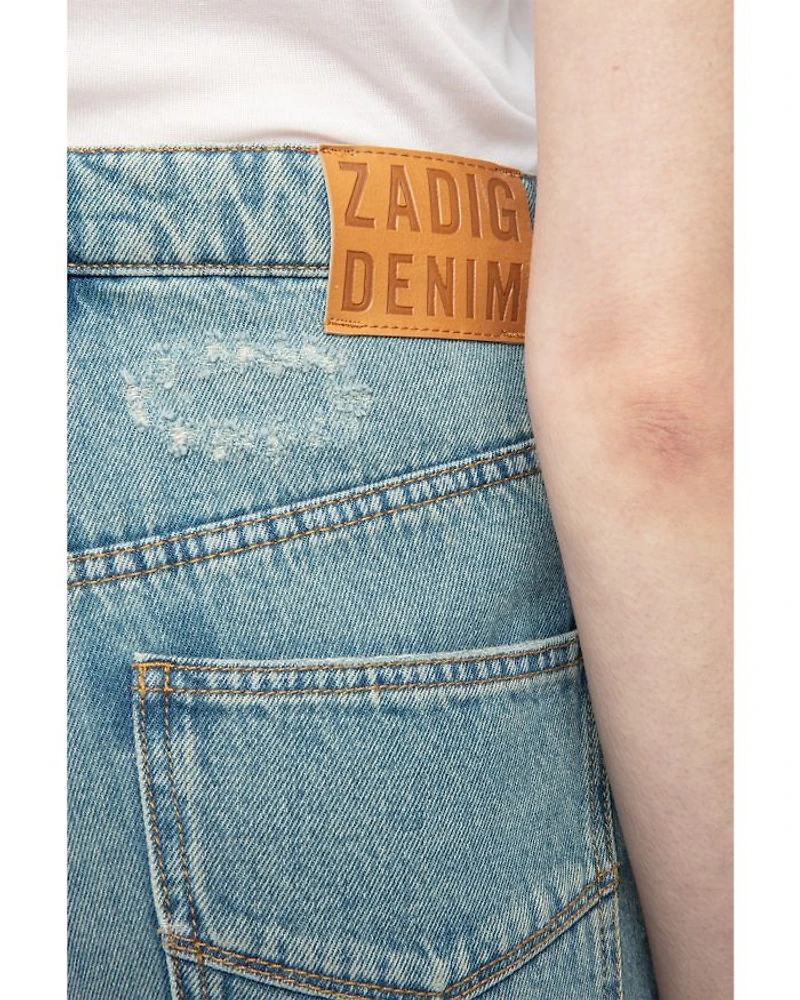 Elio High Rise Distress Jeans Light Blue
