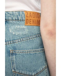 Elio High Rise Distress Jeans Light Blue