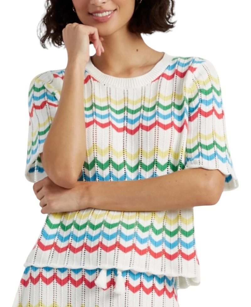 Chinti & Parker Women's Cotton Chevron Stitch T-Shirt Top