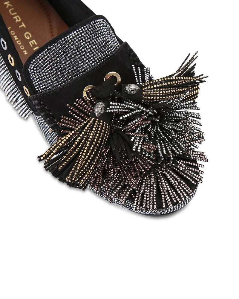 Women's Pom Moccasin Fringe Flats