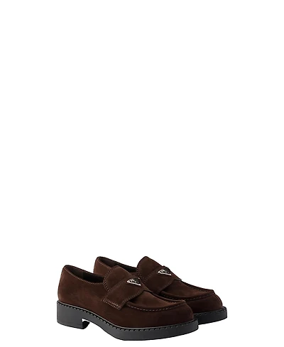 Prada Men's Chocolate Suede Loafers