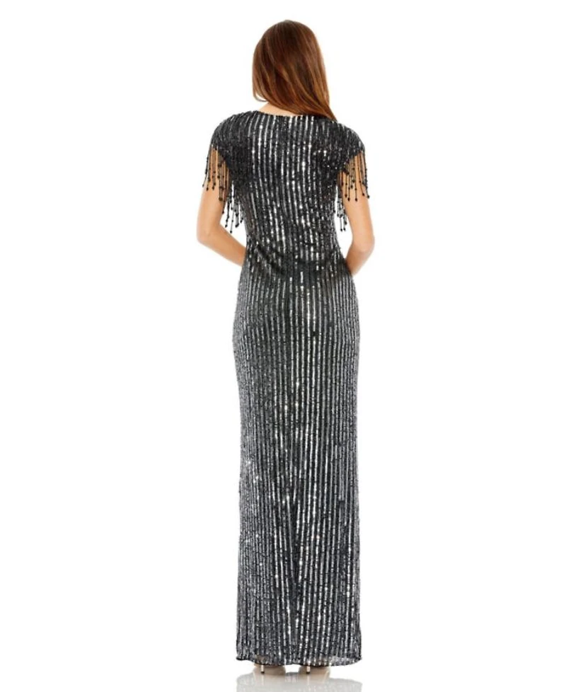 Embellished Fringe Gown