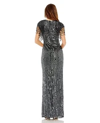 Embellished Fringe Gown