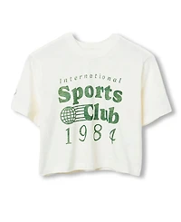Junk Food Clothing Women's International Sports Club 1984 Mock Neck Crop Tee