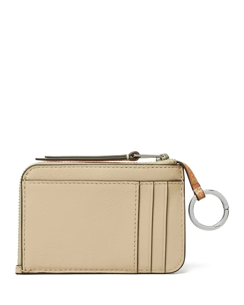T Monogram Leather Envelope Zip Card Case