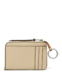 T Monogram Leather Envelope Zip Card Case