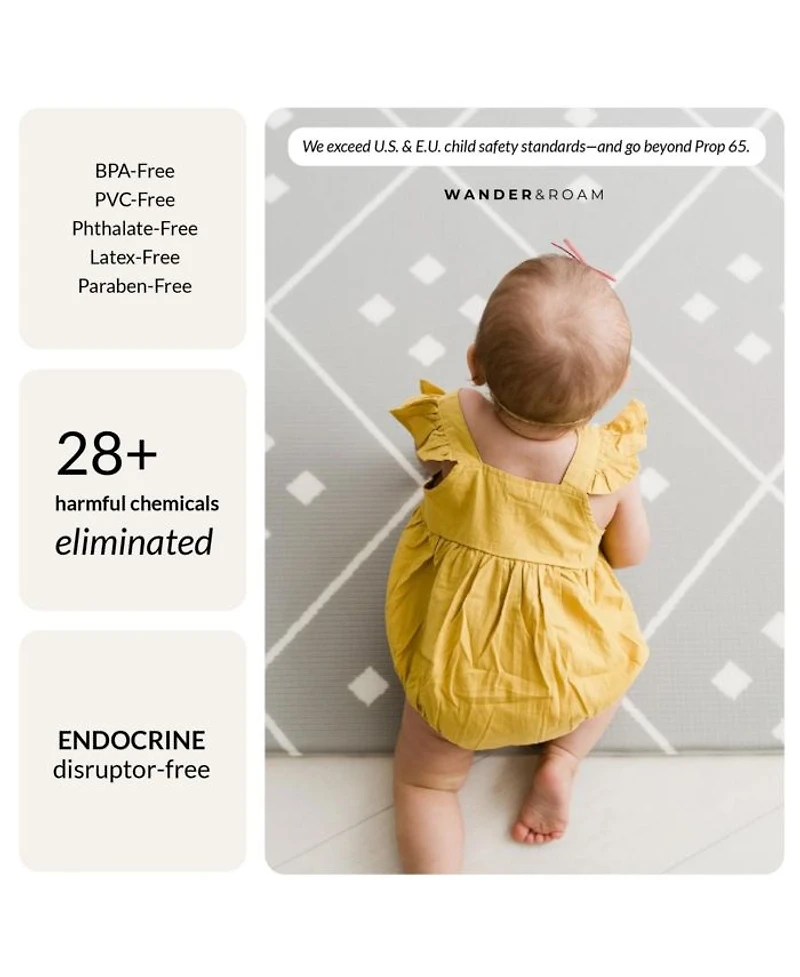 Reversible Baby PlayMat - Dash + Diamond Design - Soft, Non-Toxic Foam - Waterproof, Easy to Clean