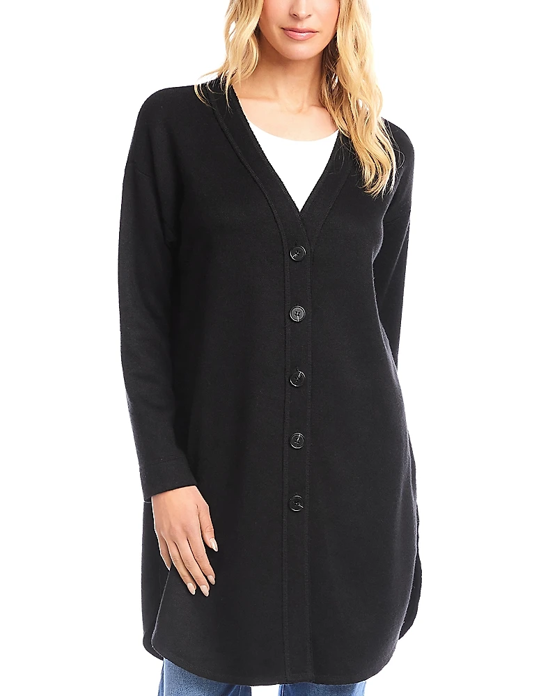 Karen Kane Long Sleeve Button Front Sweater