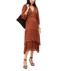 ba & sh Maia Pleated Waist Midi Dress