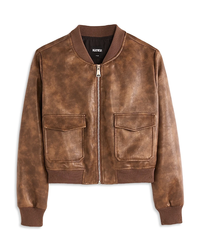 KatieJnyc Girls' Maverick Bomber Jacket - Big Kid