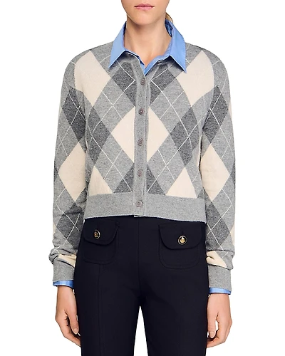 Sandro Pattern Cardigan Sweater