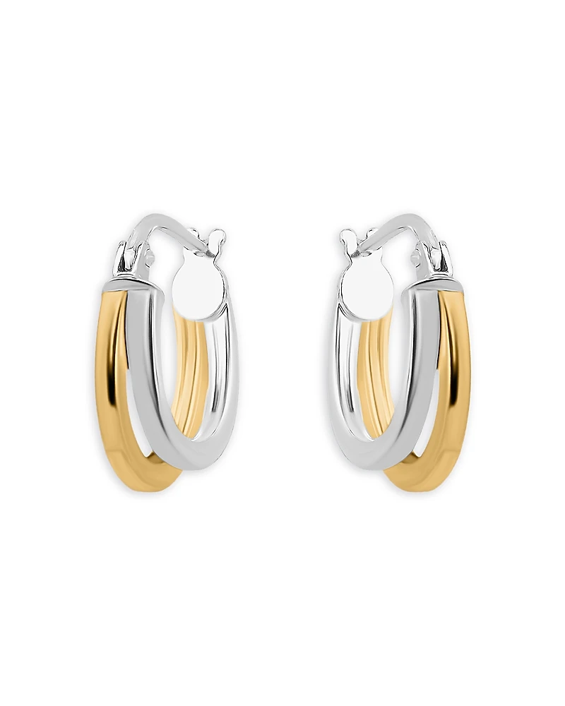 Aqua 18K Gold-Plated & Sterling Silver Two-Tone Double Hoop Earrings - Exclusive