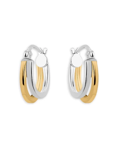 Aqua 18K Gold-Plated & Sterling Silver Two-Tone Double Hoop Earrings - Exclusive