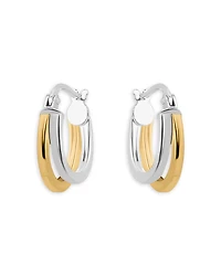 Aqua 18K Gold-Plated & Sterling Silver Two-Tone Double Hoop Earrings - Exclusive