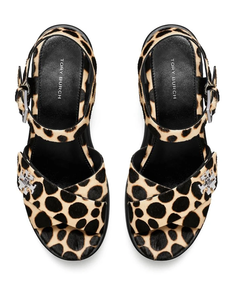 Women's Turnlock Calf Hair Lug Heel Platform Sandals