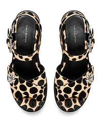 Women's Turnlock Calf Hair Lug Heel Platform Sandals