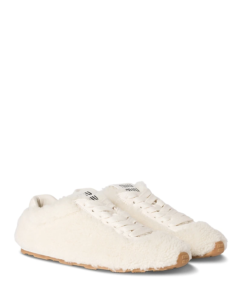 Miu Women's Allacciate Shearling Sneakers