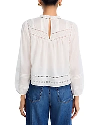 Reya Pintuck Open Lace Blouse