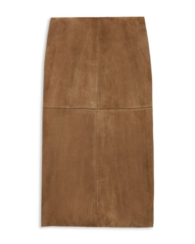 Suede Column Midi Skirt