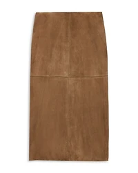 Suede Column Midi Skirt