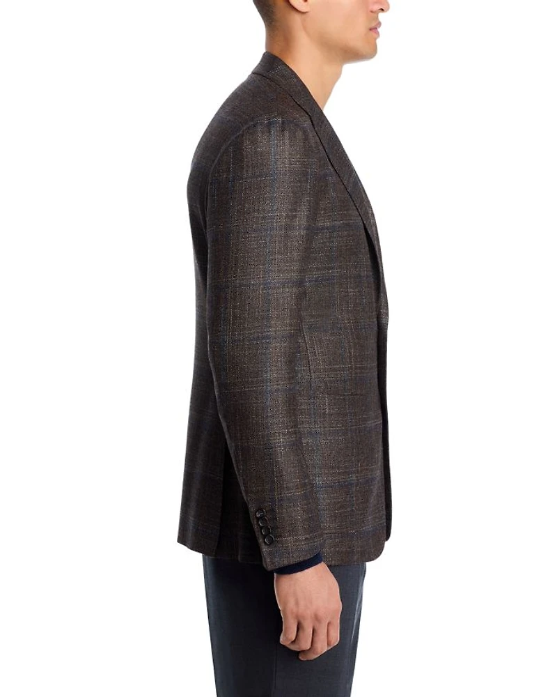 Kei Wool, Silk & Cashmere Windowpane Unstructured Trim Fit Sport Coat