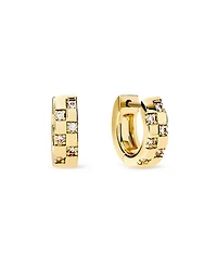 Brass and Cubic Zirconia Eden Mini Gold Huggie Earrings