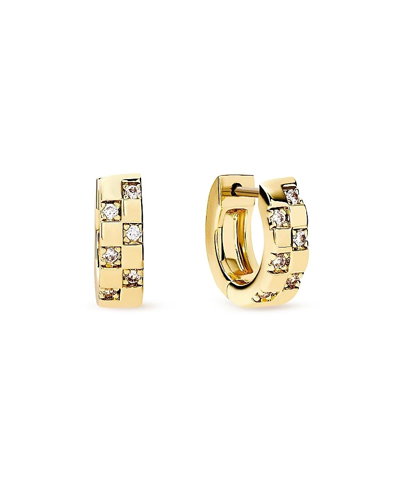 Ana Luisa Brass and Cubic Zirconia Eden Mini Gold Huggie Earrings
