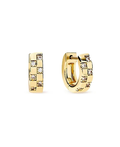 Ana Luisa Brass and Cubic Zirconia Eden Mini Gold Huggie Earrings