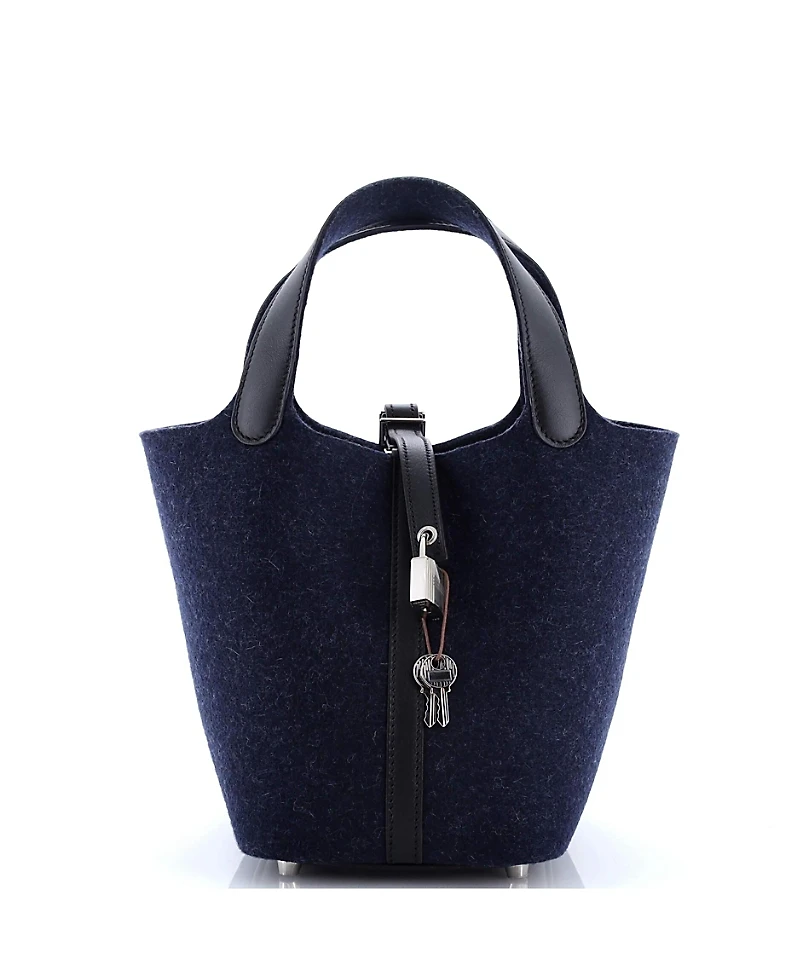 Pre-Owned HERMES Pm Picotin Lock Bag Felt with Leather