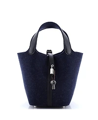 Pre-Owned HERMES Pm Picotin Lock Bag Felt with Leather