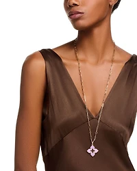 Purple Titanium & 18K Rose Gold Venetian Princess Diamond Flower Pendant Necklace, 33"
