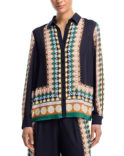 T Tahari Button Front Blouse