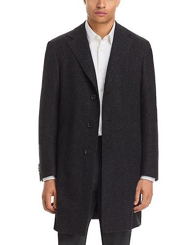 Canali Kei Wool & Silk Donegal Quilted Lining Top Coat