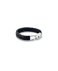 Leather Braided with Sterling Silver Plated Clasp Bracelet