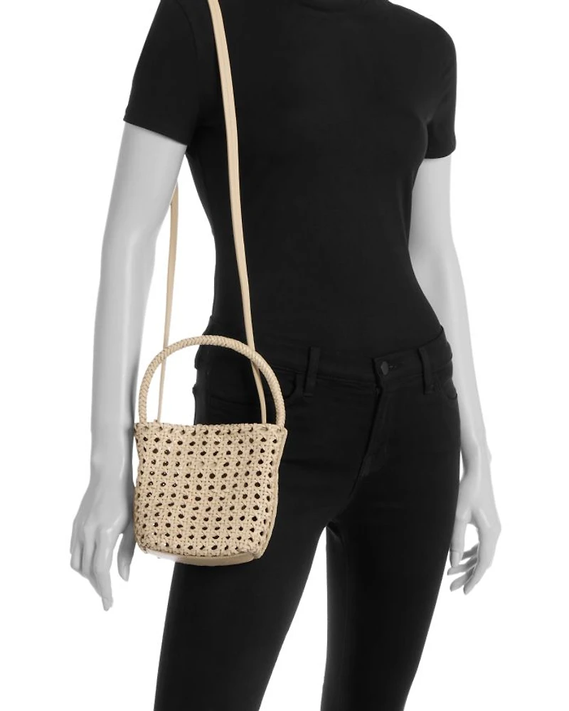 Handwoven Caned Leather Mini Bag