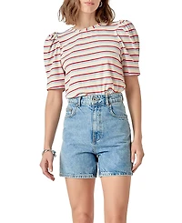 English Factory Women's Stripe Knit Puff Sleeve Top