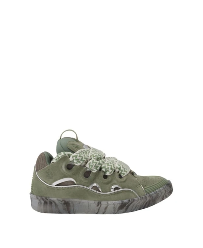 Unisex Leather Curb Sneakers with Marbled Sole