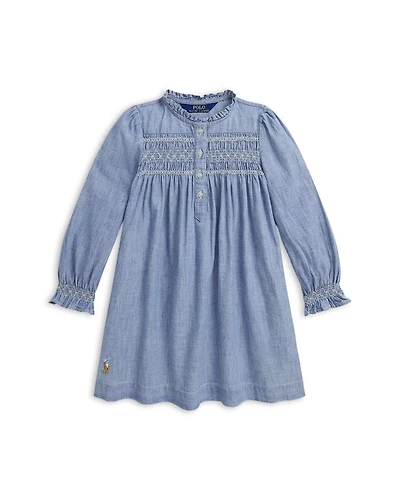 Girls' Smocked Indigo Chambray Dress - Little Kid