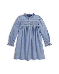 Girls' Smocked Indigo Chambray Dress - Little Kid