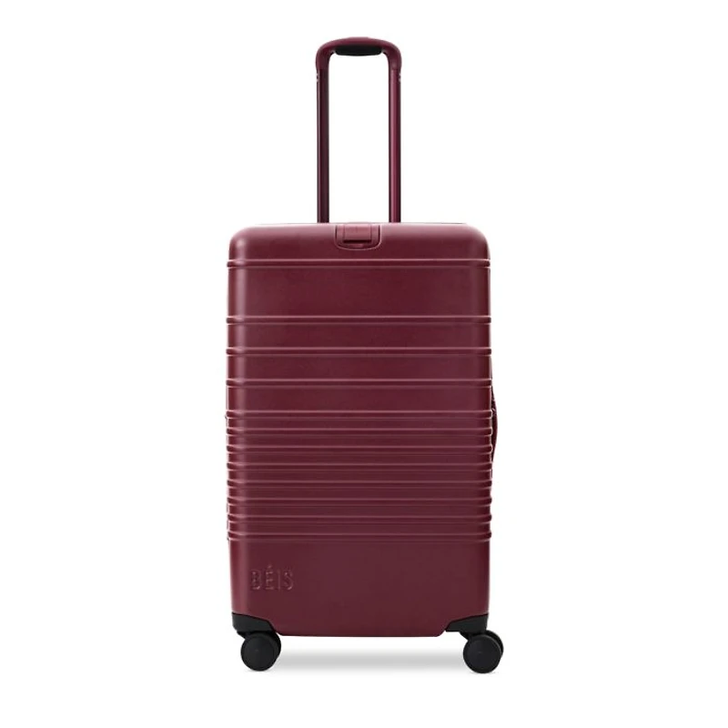 The Medium Check in Roller Suitcase - Burgundy