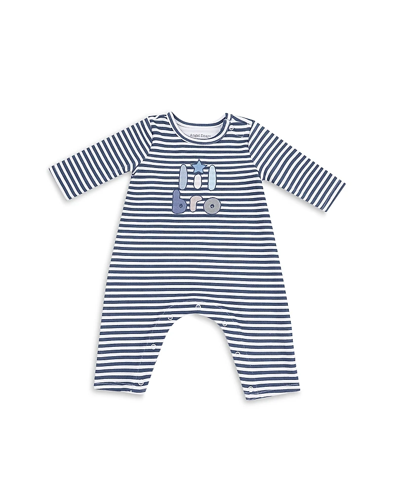 Angel Dear Boys' Lil Bro Embroidery Striped Coverall - Baby