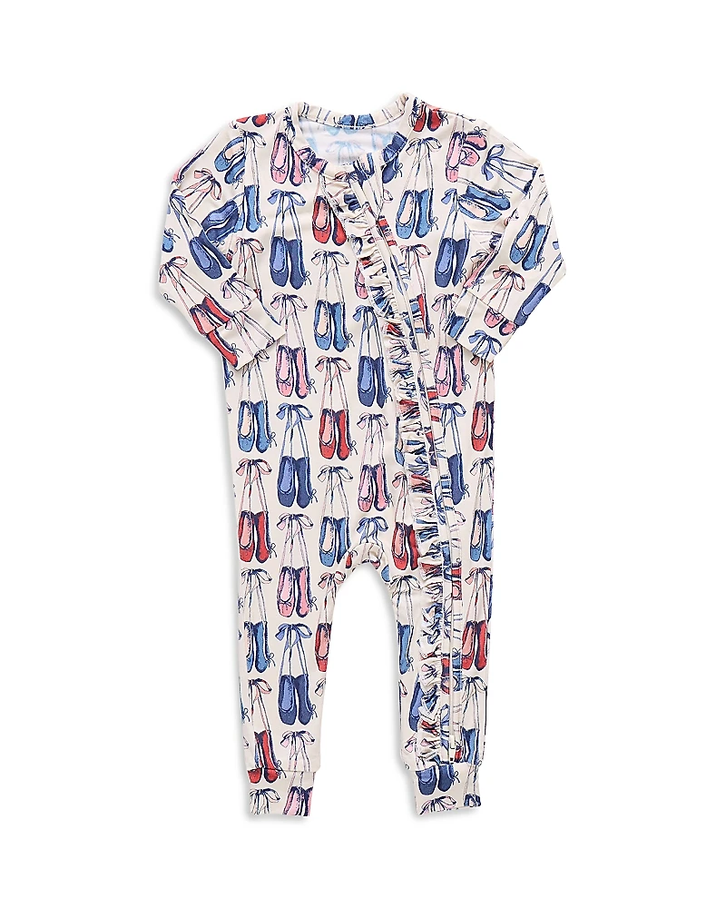 Pink Chicken Girls' Ruffle Ballet Slipper Romper - Baby